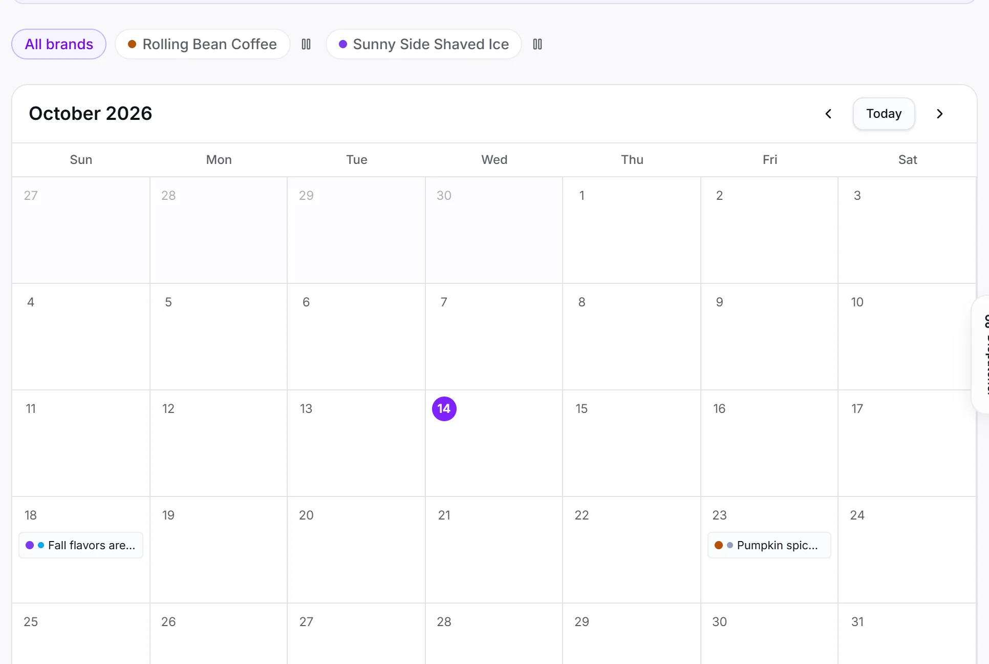 The CurbsideOps campaign calendar with holiday and occasion posts planned months ahead